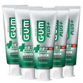 GUM(검) 검 플러스 덴탈페이스트 약용치약 120g 2종선택 살균 치주질환 구강구취 일본치약 일본직배송, 허브민트5팩, 5개