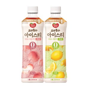 [동원] 보성홍차 아이스티 제로 복숭아 500ml 12개 + 레몬 500ml 12개, 24개