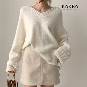 카라 KARRA 77까지 여리브이넥골지와이트니트 A4F0005