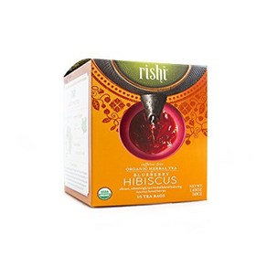 Rishi Tea Bluebey Hibiscus Tea – Oganic Caffei Rishi Tea 블루베리 히비스커스 차 – 유기농 카페인 프리 허브 티백 향낭 - 1, 181.44g, 1개, 1개