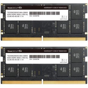TEAMGROUP팀그룹 엘리트 SODIMM DDR5 32GB 2x16GB 5600Mhz PC544800 CL46 NonECC Unbuffeed 1.1V 262핀 노트북 메모리, 16GB Kit (2x8GB), 2개