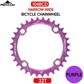 MOTSUV- 104 BCD 타원형 라운드 자전거 체인링 MTB 자전거 부품 라이트 스타 링 시마노 시리즈 104BCD 액세서리 32T 34T 36T 38T, 43)fo puple - Fo Round-34T, 1개