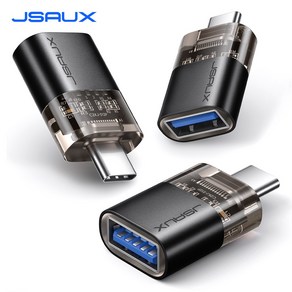 JSAUX USB 3.0 A타입-C타입 OTG 투명 변환 젠더, 3개, 블랙, 24cm