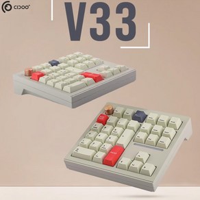 [cy] CIDOO V33 무선 디지털 미니 기계식 키보드 33키 숫자 키패드 CNC알루미늄 RGB램프 QMK/VIA지원 회전노브 gasket구조 시즌신상, V33-그레이레드, cidoo화이트축(선형축)