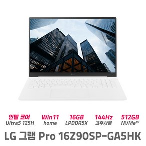 LG그램 16Z90SP-GA5HK 울트라5 16GB 512GB 윈11홈 대화면 가벼운 노트북, WIN11 Home, 화이트