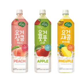 웅진 요거풋풋 사과1개+요거상큼 복숭아1개+요거새콤 파인애플1개 총3개, 3개, 1.5L