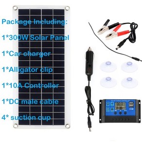 태양광 패널 300w 유연한 태양 전지 12v 배터리 충전기 듀얼 usb 10a-60a