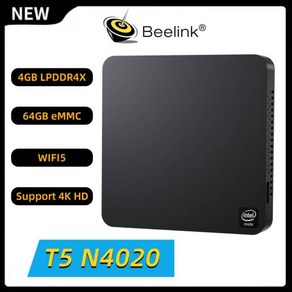 미니PC Beelink T5 미니 PC 인텔 셀러론 N4020 CPU LPDDR4 eMMC 4GB 64GB 4K 1000M RJ45 LAN 와이파이 5 BT5.0 2 HD 3 U, 없음, 1) US PLUG