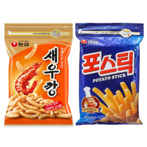 농심 새우깡 400g + 포스틱 270g 대용량 지퍼백 과자 세트, 1세트