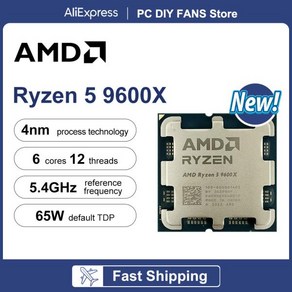 AMD 라이젠 9 9600X R5 3.9 GHz 6 코어 12 스레드 CPU 프로세서 4NM L3 = 32M 100 000001405 소켓 AM5