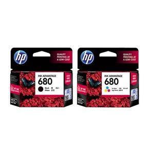 [HP] 완전 정품 DESKJET INK 4535 프린터전용 HP680검정+HP680칼라 잉크 세트, 1개