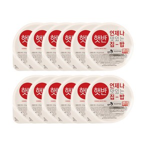 CJ 제일제당 햇반 언제나 맛있는 집밥 간편하게 차려내는 한공기 백미 즉석밥, 209.5g, 12개