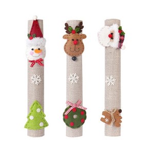 주방 냉장고 문짝 손잡이 커버 보호대 자수 홈 크리스마스 장식 도구 액세서리, 3pcs