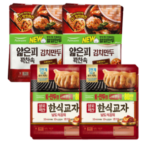 풀무원 얇은피 꽉찬속 얄피꽉찬 김치만두x4+남도식 김치만두x4, 4개, 440g