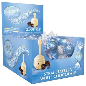 Lindt LINDOR 스트라카텔라 화이트 초콜릿 트러플 부드럽고 녹는 트러플 센터가 있는 초콜릿 선물하기에 좋은 25.4온스 60 카운트, 240g, 1개