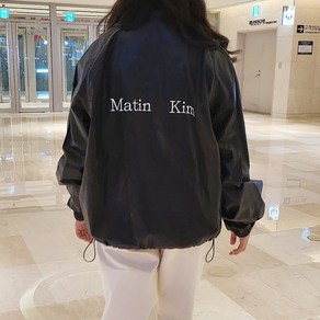 국내매장판 마뗑킴 로고 코팅 점퍼 블랙 MATIN LOGO COATING JUMPER IN BLACK 바람막이 마땡킴 MATIN KIM