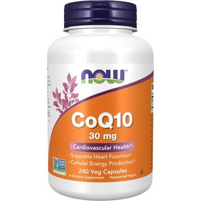 코엔자임 Q10 코엔자임Q10 코자임 효과 NOW 식품 CoQ10 코큐텐 30mg 제약 등급 발효로 생산 올트랜스 형태 120개 채소 캡슐, 240 Count (Pack of 1), 1개