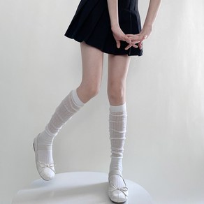 발목에서 한번더 마이삭스핏 굵은골 발목밴드 니삭스( knee high socks ), 아이보리, 1개