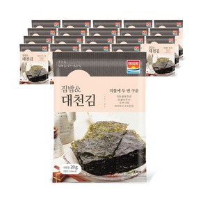 해의락 집밥&대천김 전장김 20g 10봉 15봉 20봉, 20개