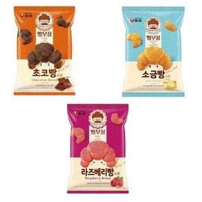 [KT알파쇼핑]농심 빵부장 55g 소금빵 2봉 + 초코빵 2봉 + 라즈베리빵 2봉, 1개