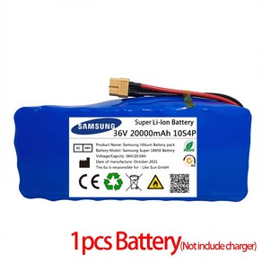 전기 자전거 배터리 36V 18650 배터리 10S4P 20Ah 배터리 팩 높은 전원 배터리 42V 20000mAh Ebike 전기 자, 1개