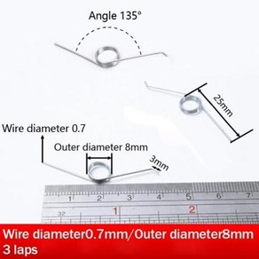 조정 가능한 쓰레기통 3 코일 0.7mm 스테인레스 스틸 304 와이어 135 도 비틀림 스프링 맞춤 서비스 포함 10 개/로트, 01 8mm, 01 0.7mm, 01 25mm, 1개