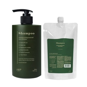 JHP 녹초엽 지루성 두피 비듬 각질 쿨샴푸500ml + 리필500ml, 1000ml, 1개