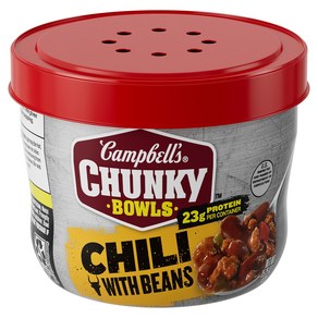 Campbell's Chunky Chili with Beans 15.25 oz Micowavable Bowl Campbell's 청키 칠리와 콩 15.25온스 전자레인지용 그, 1개, 432g