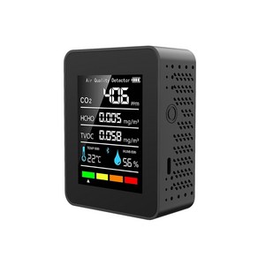 [국내배송] Aduu 공기질측정기 CO2/TVOC/포름알데히드 측정 미세먼지 PM2.5/PM10 실내용 다기능 경보기, 1개, 검정색