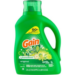 Gain + 아로마 부스트 액체 세탁 세제 오리지널 향 61개입 88fl oz HE 호환, 88 Fl Oz (1 팩), 1개