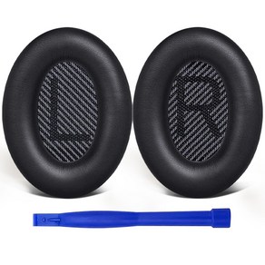 SOULWIT 교체용 이어패드-호환 모델 보스 Bose QuietComfot 35 QC35/QC35 II 헤드폰 소음 차단 폼 두께 추가 1쌍, Black, 1개