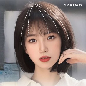 감쪽이 자연스러운 여자 앞머리 가발 인모 100%, 1개, 사이드 시스루뱅 자연갈색
