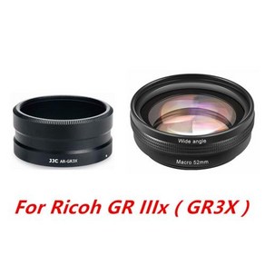 매크로 및 필터 렌즈 어댑터 링 튜브 포함 18mm HD 4K 광각 렌즈 리코 GR III IIIx GRIII GR3 GRIIIX GR3x 카메라용, 2) Fo Ricoh GRIIIx, 1개