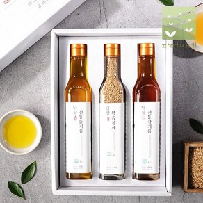 100% 국산 참기름 들기름 참깨 선물세트, [선물용]참기름+들기름+볶음참깨(250ml), 1개