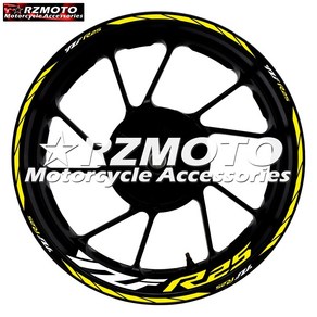 휠스티커 wheel line 데칼 야마하 YZF R3 R6 Yamaha 반사 방수 림, R25 내외륜 4면 접착 반사 레몬 옐로우, 1개