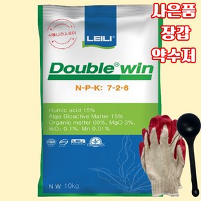 [식물나라스토어] 더블윈 10kg 코리아아그로 퇴비 대용 비료 복합비료 유기질비료 밑거름 사은품장갑 약수저, 1개