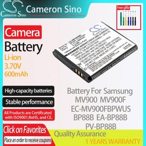 CameonSino 삼성 MV900 배터리 PV-BP88B 디지털 카메라 600mAh, 01 CHINA, 1개