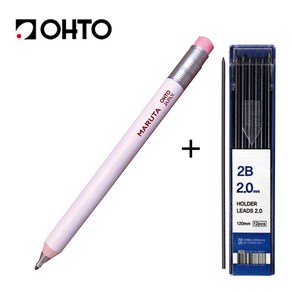 OHTO 목재 홀더샤프 통나무 원형 2.0mm +2B홀더심 1통, 화이트(WT)