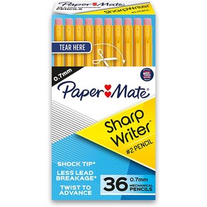 Yellow Pape Mate Mechanical Pencils ShapWite Pencils 0.7mm HB #2 Yellow 36 Count, 1개