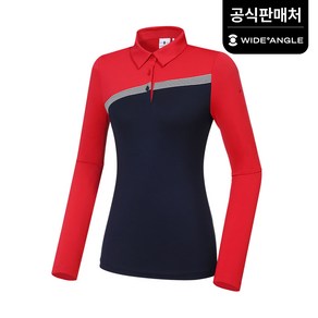 [와이드앵글 공식] [골프] 여성 VA 컬러블럭 카라 티셔츠 L WWP21292N4
