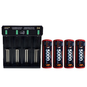 몬스터파워 26650 배터리 4개 4구 충전기 세트 C타입 5000mAh, 1개