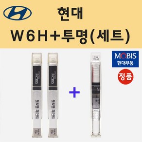 현대 W6H 세레니티화이트펄 2개세트 붓펜 페인트 + 모비스 투명마감용붓펜 8ml, 1개