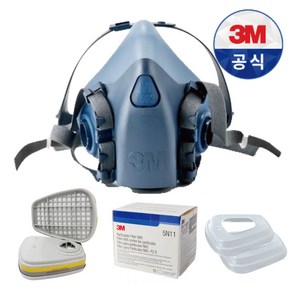 3M 방독면 정품 인증 작업별 구성, 3 3M 7501 반면형 방독마스크 S, 6 락스청소 (염소계 사용) 필터구성, 1개