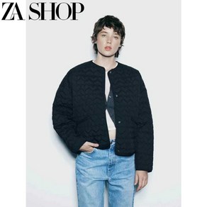 ZARA 여성 경량 코튼 코트 루즈한 퀼트 디자인 코튼 자켓 쇼트 코트 3046830