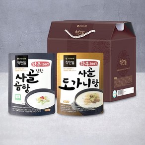 [고삼 착한들 한우 곰탕 선물세트 명품 1호 (진한사골곰탕 500ml x 4팩 + 도가니탕 500g x 4팩)