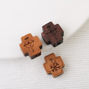 비즈아이 [5732-02]우드 자작나무PX십자가 대14x16mm (내경2mm) 1개