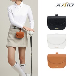 던롭 젝시오 여성 여자 미니 골프공 골프티 볼마커 가죽 주머니 파우치 벨트형 가방, GGF 21033I 화이트, 1개