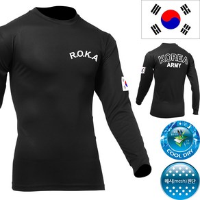 꾸나와곰신 쿨드라이 ROKA 로카 긴팔티 검정 군인 로카티 긴팔 티셔츠