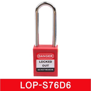 LOTO SAFE 스틸 안전 잠금 자물쇠 LOP-S76D6, 개별키(KD), 레드(Red), 1개