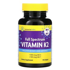 InnovixLabs Full Spectum Vitamin K2 with MK-7 and MK-4 All-Tans Bioactive K2 600 mcg K2 pe Pill Soy Gluten Fee Non-GMO 90 Capsules Suppots Health, 90정, 1개